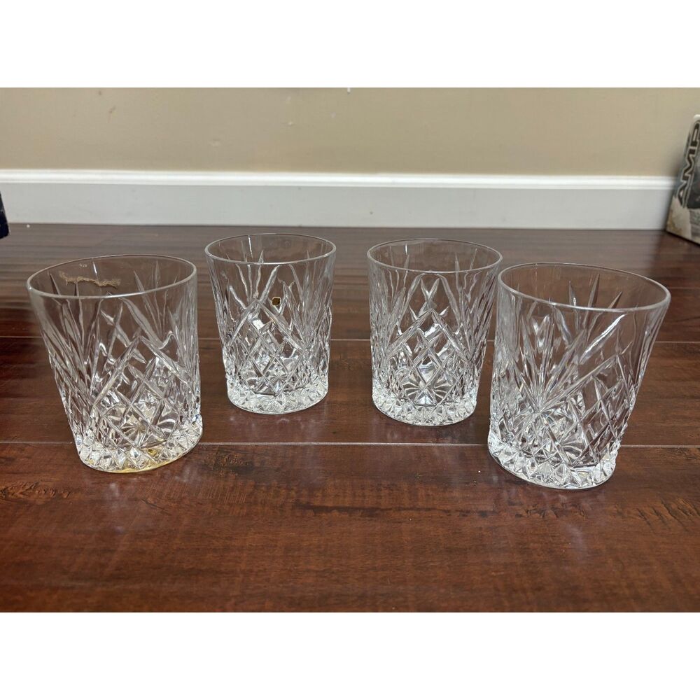 Vintage Bohemia Crystal Whiskey Glasses Set of 4 Lowball Rocks Tumblers Boxed